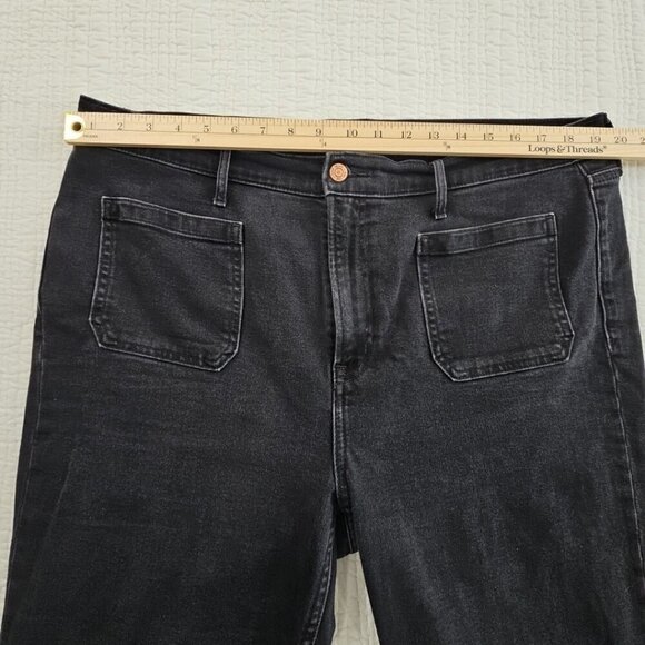 Gap '70s Flare High Rise Jeans Women's 18R 34x31 Black Stretch Denim EUC LN - Picture 3 of 15